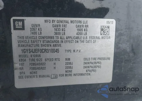 2012 Cadillac Escalade Esv Premium z USA, uszkodzony, nr VIN 1GYS4JEF0CR310045